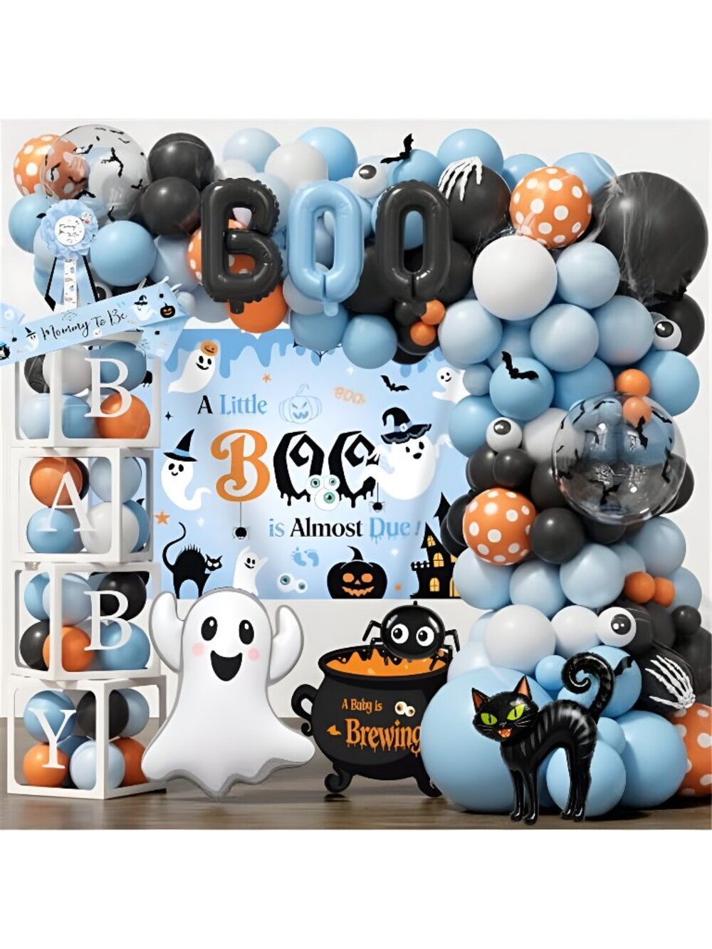 Halloween Baby Shower Decoration Boy,A Little Boo is Almost Due Party Decor